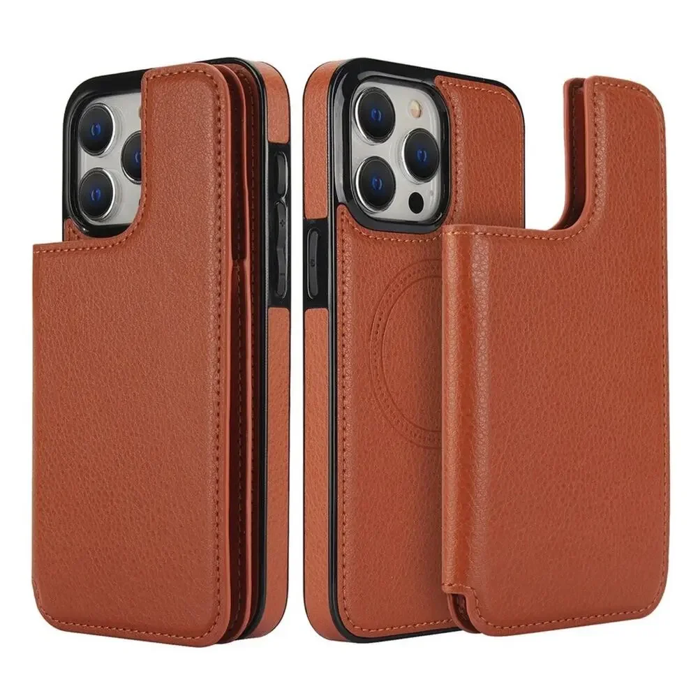 10x Magnetic Wallet Case Brown PU Leather Card Holder Stand Shockproof Arae 10pc